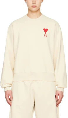 Ami Paris FW22 Sudadera Bordada con Corazón - Blanco Roto. SPEUSW022747-150 Lookbook Ami Paris FW22 Sudadera Bordada con Corazón - Blanco Roto. SPEUSW022747-150