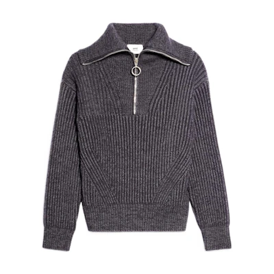 Ami Paris AMIPARIS FW22 Grey Half-Zip Pullover Sweater Long Sleeve Classic Style HKS600027-055