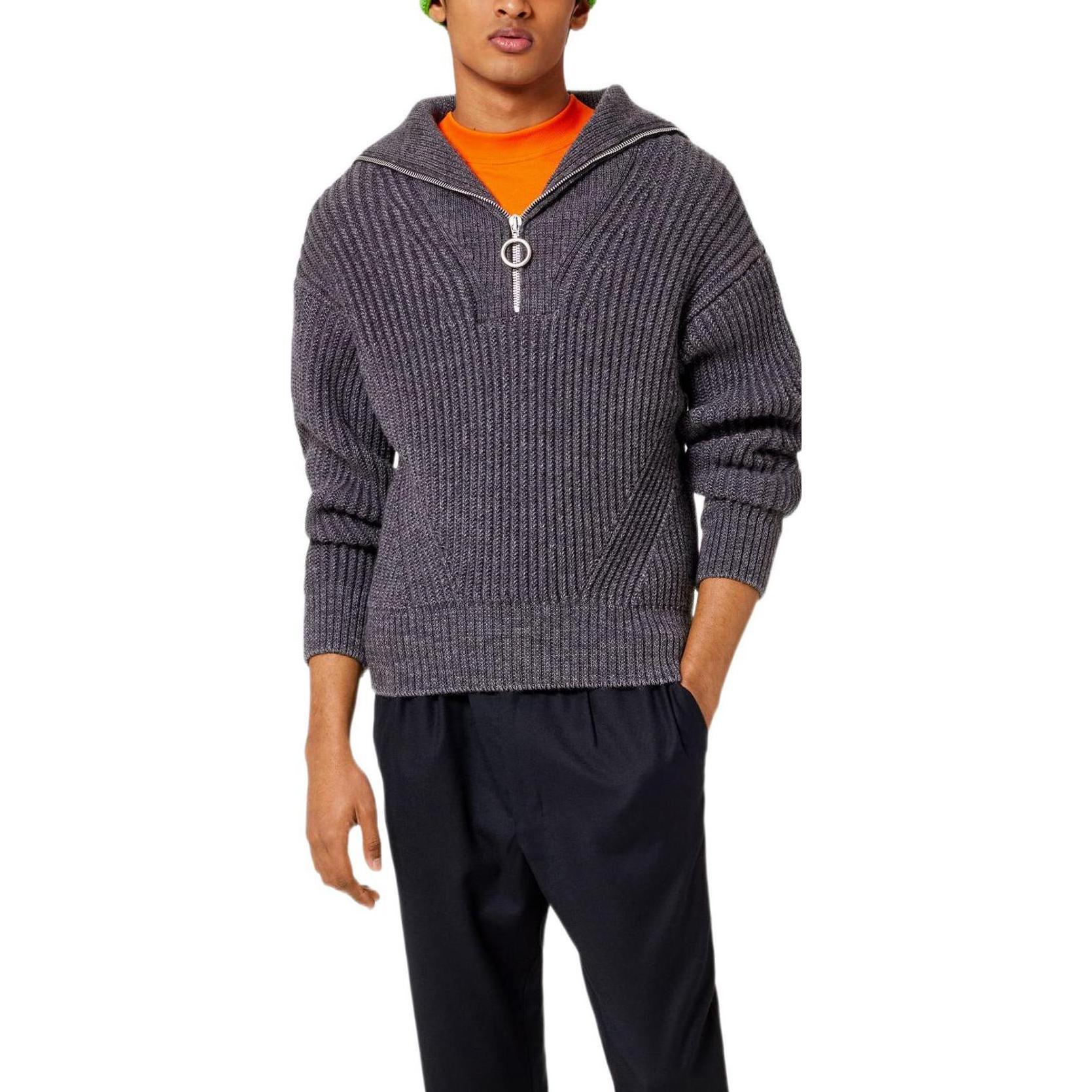 Ami Paris AMIPARIS FW22  Grey Half-Zip Pullover Sweater Long Sleeve Classic Style HKS600027-055 圖 3