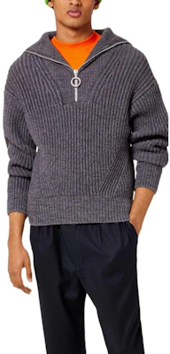 Ami Paris AMIPARIS FW22 Grey Half-Zip Pullover Sweater Long Sleeve Classic Style HKS600027-055 Lookbook Ami Paris AMIPARIS FW22 Grey Half-Zip Pullover Sweater Long Sleeve Classic Style HKS600027-055