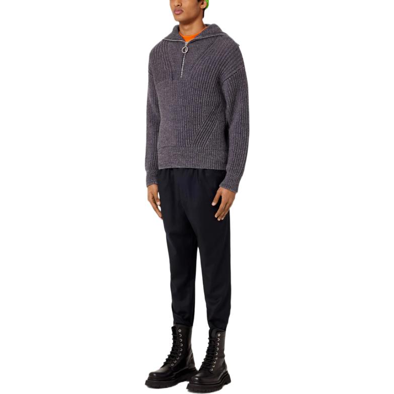 Ami Paris AMIPARIS FW22  Grey Half-Zip Pullover Sweater Long Sleeve Classic Style HKS600027-055 圖 5