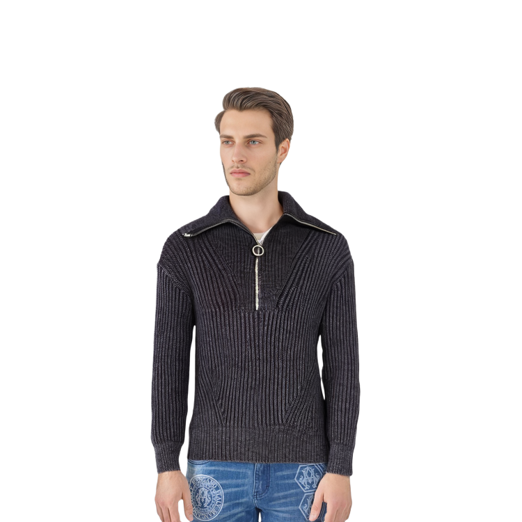 Ami Paris AMIPARIS FW22  Grey Half-Zip Pullover Sweater Long Sleeve Classic Style HKS600027-055 圖 6