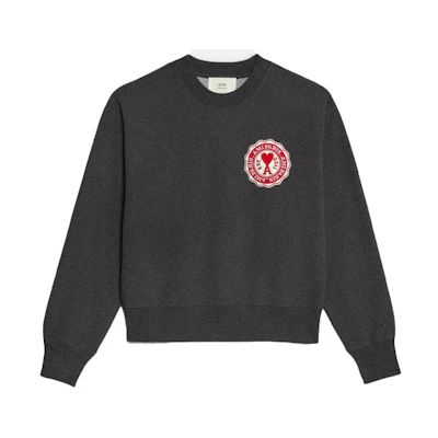 Ami Paris AMIPARIS FW22 Grey Heart Logo Crewneck Knit Sweatshirt. USW011739-020