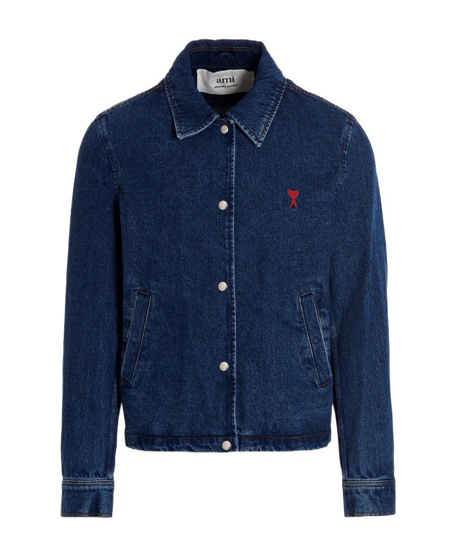 Ami Paris AMIPARIS FW22  Heart Letter Embroidered Denim Jacket - Dark Blue HJK205601-480 圖 2