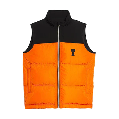 Ami Paris AMIPARIS FW22 Orange Logo Print Colorblock Zip Vest HJK701276-015