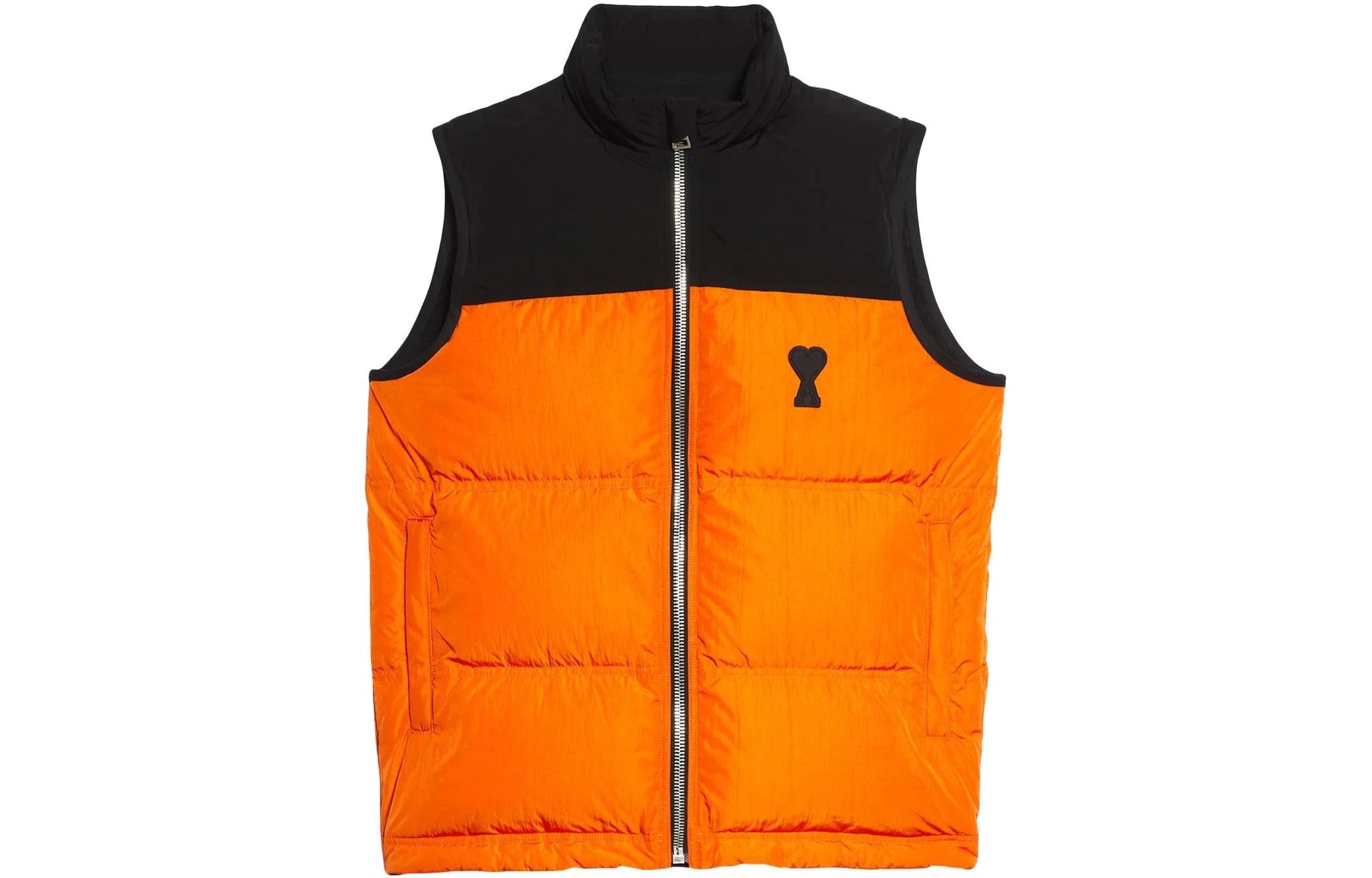Order Ami Paris AMIPARIS FW22 橙色Logo印花拼接拉鍊背心 HJK701276-015