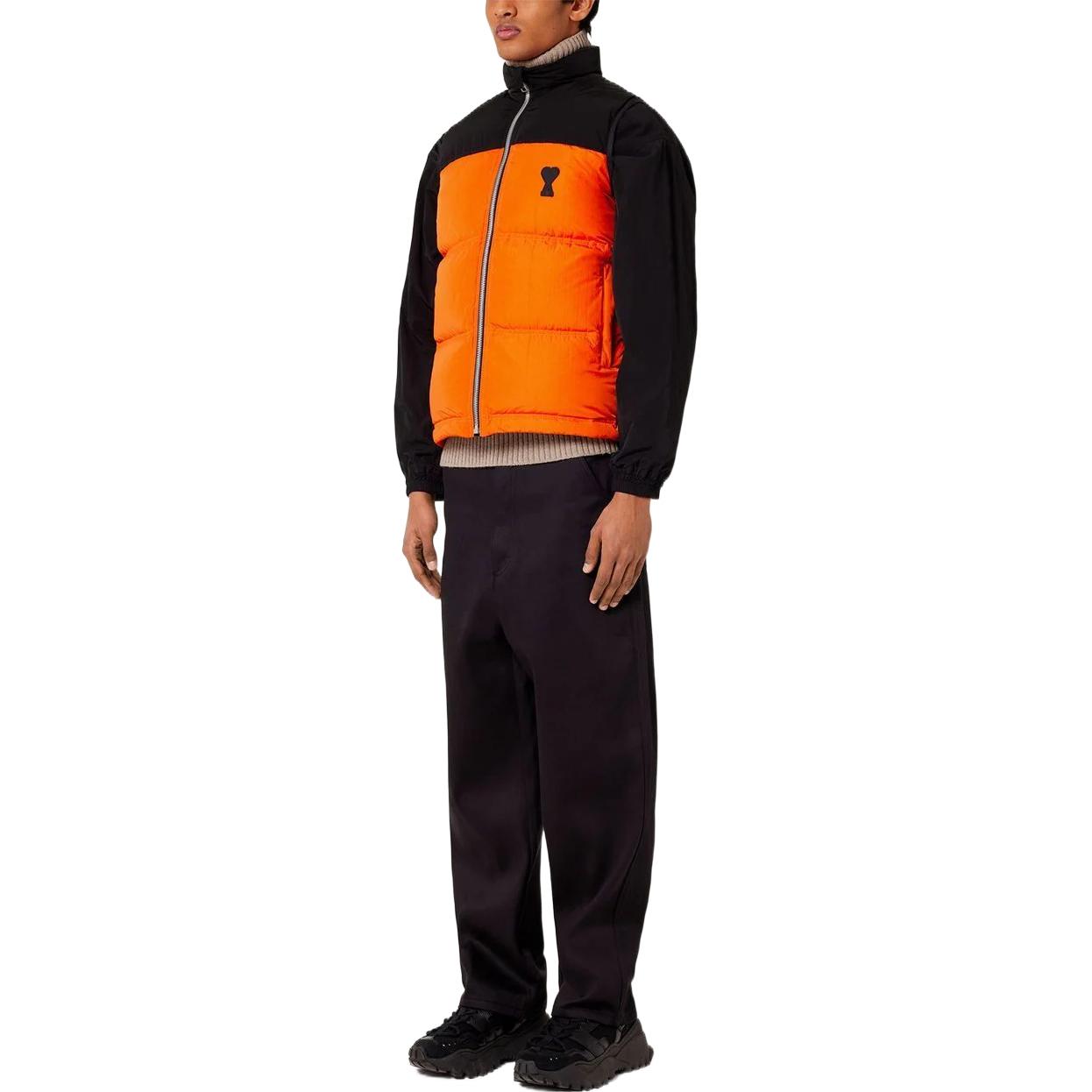 Lookbook Ami Paris AMIPARIS FW22 橙色Logo印花拼接拉鍊背心 HJK701276-015