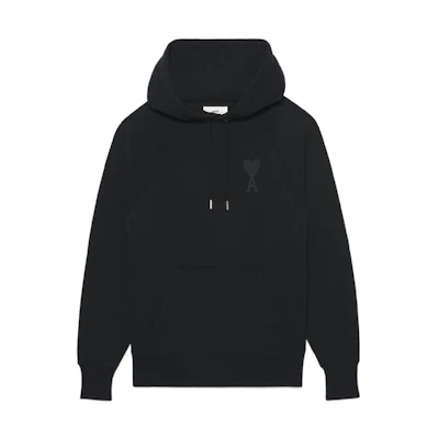 Ami Paris AMIPARIS FW22 Ami De Coeur Logo Heart Black Hoodie Unisex Casual Wear. USW202747-001