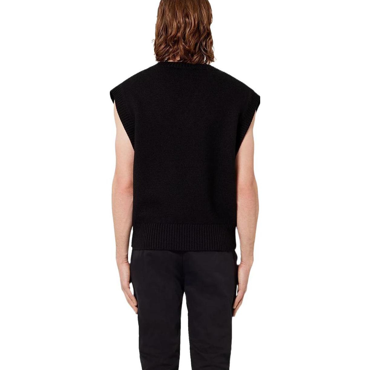 Details for Ami Paris AMIPARIS 秋冬22 黑色無袖V領背心紅心款 男女適用 UKS702018-009