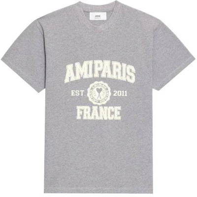 Ami Paris Baju-T Lelaki Kelabu Logo Cetak Lengan Pendek FW22. HTS010702-055 Order Ami Paris Baju-T Lelaki Kelabu Logo Cetak Lengan Pendek FW22. HTS010702-055