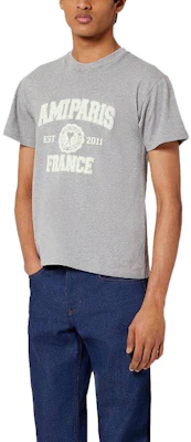 Ami Paris Baju-T Lelaki Kelabu Logo Cetak Lengan Pendek FW22. HTS010702-055 Purchase Ami Paris Baju-T Lelaki Kelabu Logo Cetak Lengan Pendek FW22. HTS010702-055