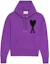 Buy Ami Paris AMIPARIS 2022秋冬款Logo爱心拼色抽绳连帽衫男女同款紫色。 UKS802-018501