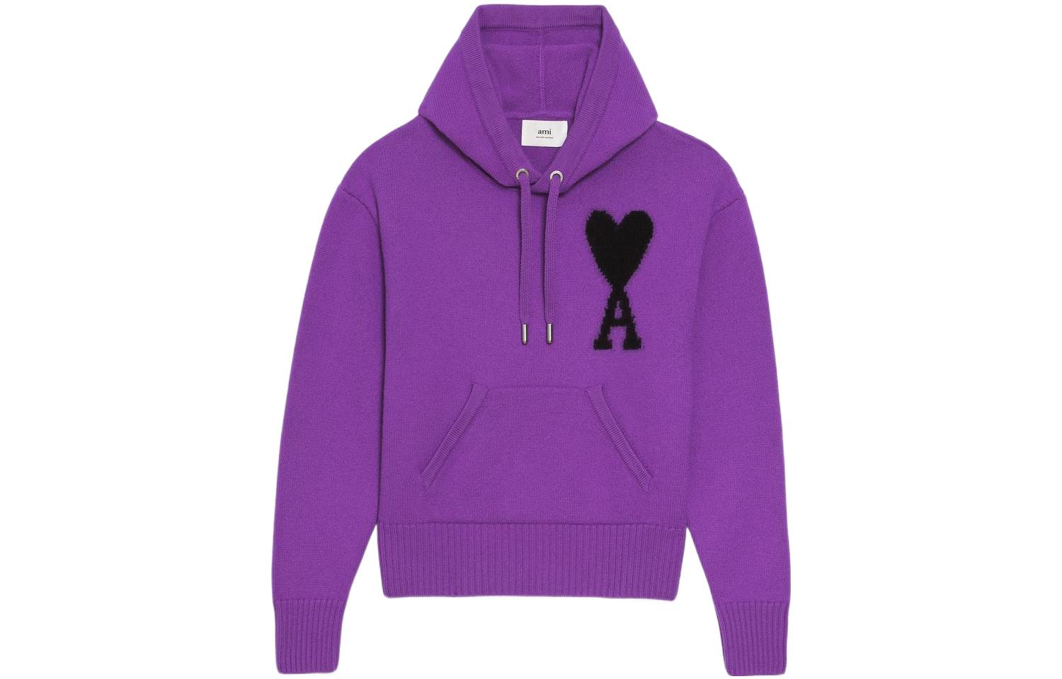 Ami Paris AMIPARIS FW22 Logo Heart Colorblock Drawstring Hoodie Unisex Purple. UKS802-018501 圖 2