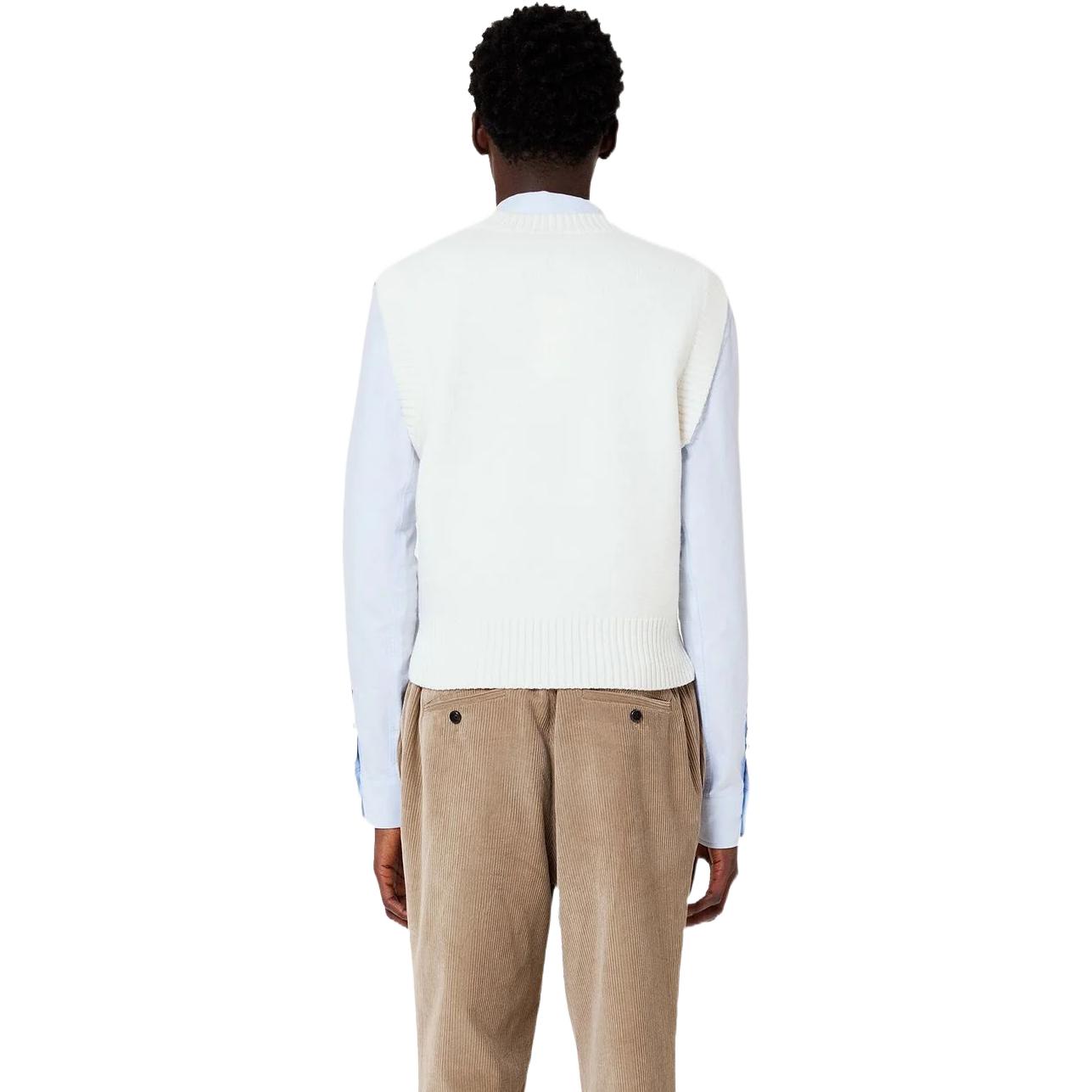 Shop Ami Paris AMIPARIS 2022秋冬标志针织V领背心 白色 UKS702018.154