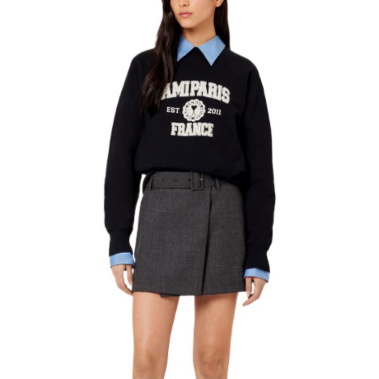 Lookbook Sudadera Unisex Negra Ami Paris AMIPARIS FW22 con Logo Estampado. USW010747-001