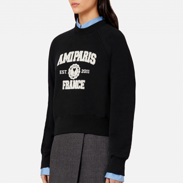 Cheap Sudadera Unisex Negra Ami Paris AMIPARIS FW22 con Logo Estampado. USW010747-001