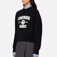 Cheap Ami Paris AMIPARIS FW22 Logo Print Crewneck Sweatshirt Unisex Black. USW010747-001