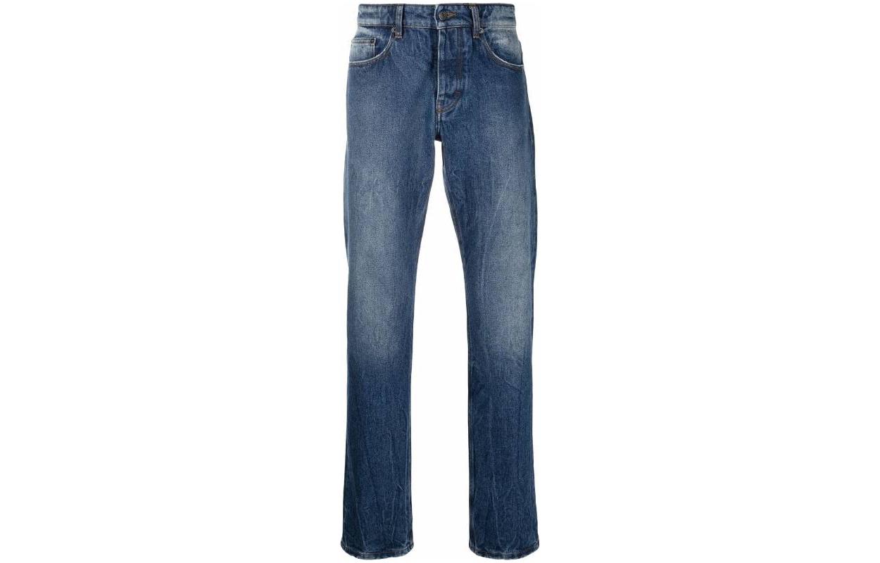Ami Paris AMIPARIS FW22 Mid-Rise Faded Blue Denim Jeans Five-Pocket  Style. HTR001601-480