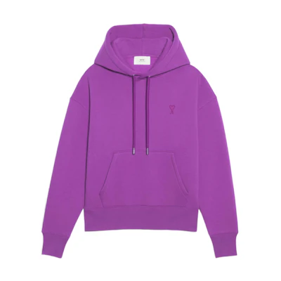Ami Paris AMIPARIS FW22 Purple Hoodie with Solid Color Logo Embroidery Unisex Fall Sweatshirt USW212740-500