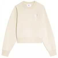 Ami Paris AMIPARIS FW22 Solid Color Heart Logo Embroidered Crewneck Sweatshirt Beige Unisex USW002747-150 Ami Paris AMIPARIS FW22 Solid Color Heart Logo Embroidered Crewneck Sweatshirt Beige Unisex USW002747-150