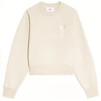 아미 파리 FW22 솔리드 컬러 하트 로고 자수 크루넥 스웨트셔츠 베이지 유니섹스 USW002747-150 Buy 아미 파리 FW22 솔리드 컬러 하트 로고 자수 크루넥 스웨트셔츠 베이지 유니섹스 USW002747-150