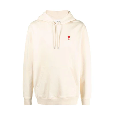 Ami Paris AMIPARIS FW22 Unisex Beige Sweatshirt with Heart Logo Print for Couples. USW200730-709
