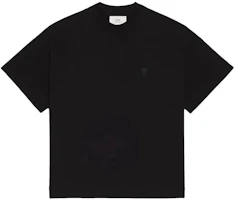 Ami Paris AMIPARIS FW22 Unisex Black Loose Fit Crewneck Tee with Embroidered Logo UTS012726-001 Ami Paris AMIPARIS FW22 Unisex Black Loose Fit Crewneck Tee with Embroidered Logo UTS012726-001