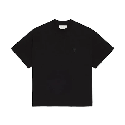 Ami Paris AMIPARIS FW22 Unisex Black Loose Fit Crewneck Tee with Embroidered Logo UTS012726-001