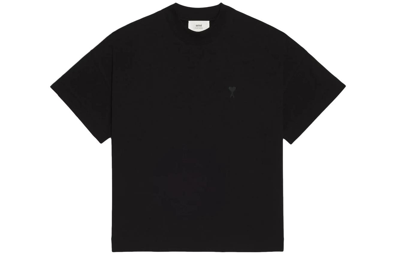 Order Ami Paris FW22 Unisex Baju Hitam Loose Fit Crewneck Logo Sulaman UTS012726-001