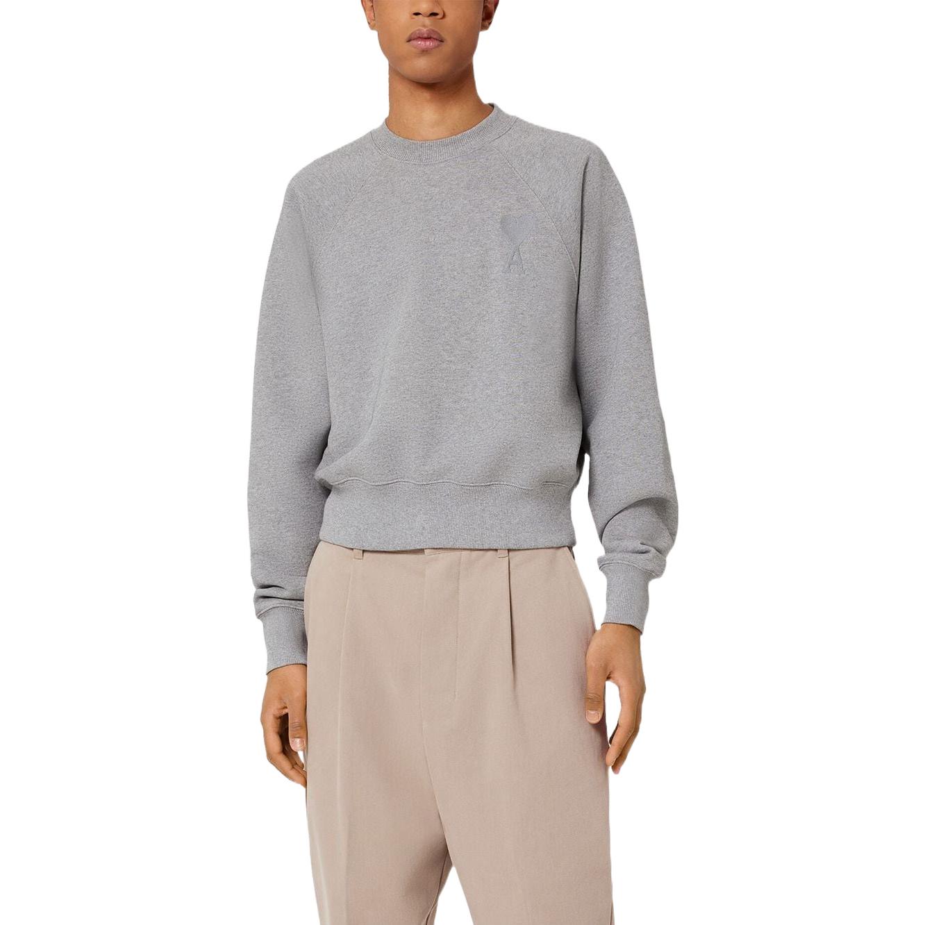 Purchase Ami Paris AMIPARIS FW22 男女灰色愛心Logo刺繡圓領衛衣。 USW002747-055