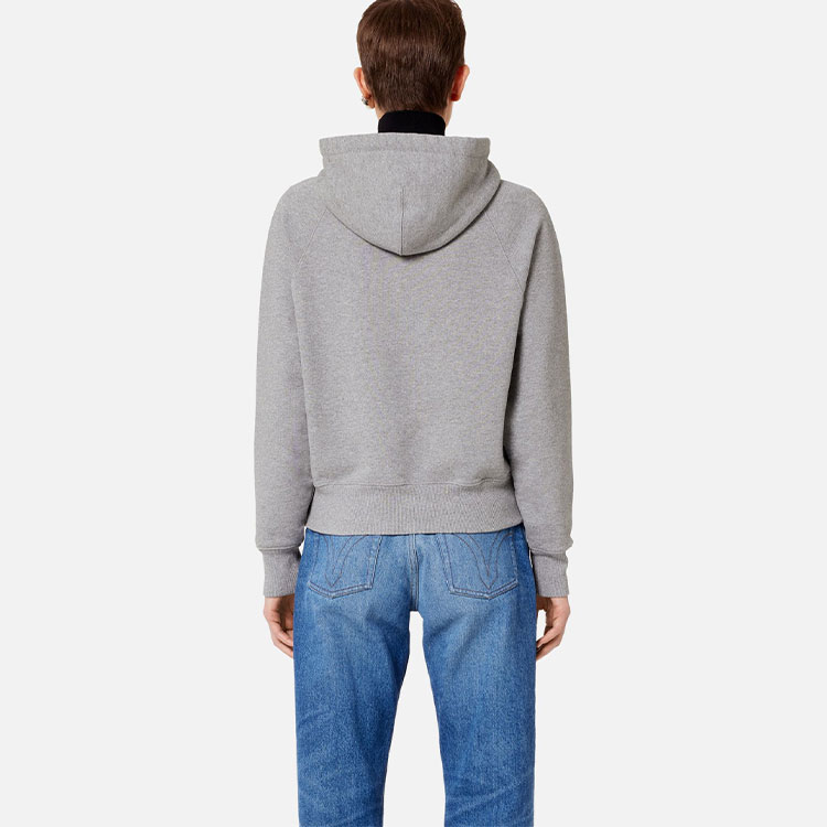 Shop Ami Paris AMIPARIS 2022秋冬灰色连帽卫衣 男女同款 纯色Logo印花。 USW210-747055