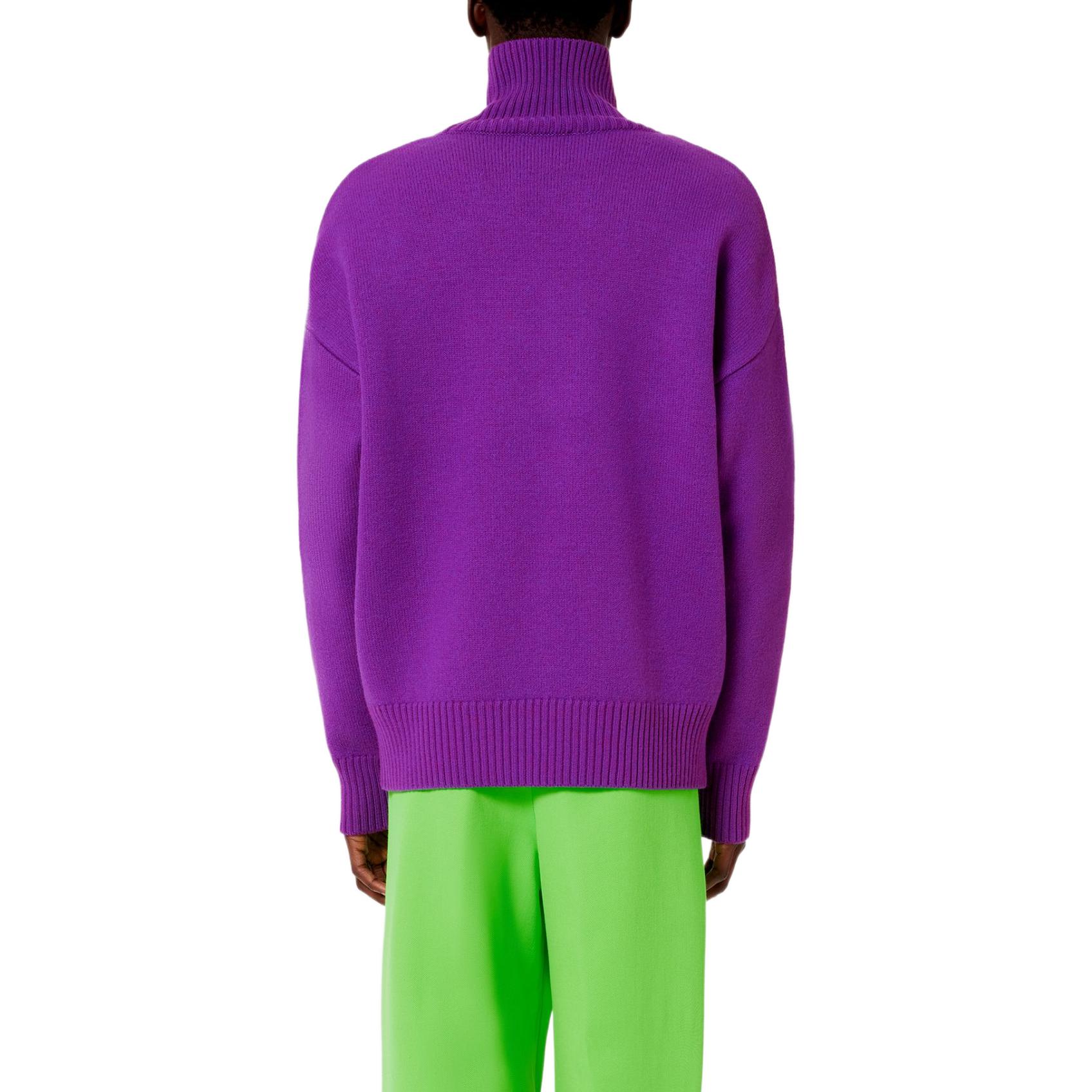 Ami Paris AMIPARIS FW22 Unisex Purple Turtleneck Pattern Knit Casual Sweater. UKS402-018501 圖 5