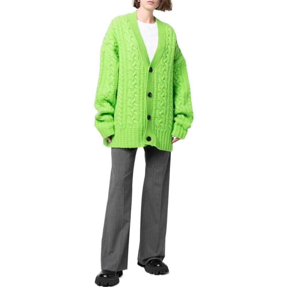 Shop Ami Paris FW22 綠色羊毛單扣針織外套 (中性款)。 UKC151017300