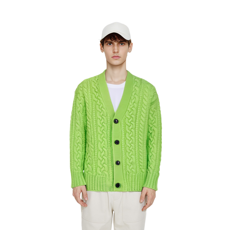 Sizing Ami Paris FW22 綠色羊毛單扣針織外套 (中性款)。 UKC151017300