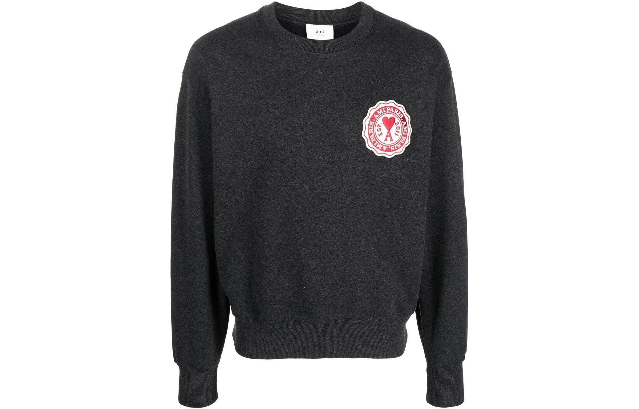 Order Ami Paris AMIPARIS FW22 Sudadera Unisex Gris Charcoal con Logo Patch. USW011739