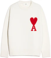 Ami Paris AMIPARIS FW22 Wool Sweater Big Heart Logo Crewneck Unisex Off-White. BFUKS002-018154 Ami Paris AMIPARIS FW22 Wool Sweater Big Heart Logo Crewneck Unisex Off-White. BFUKS002-018154