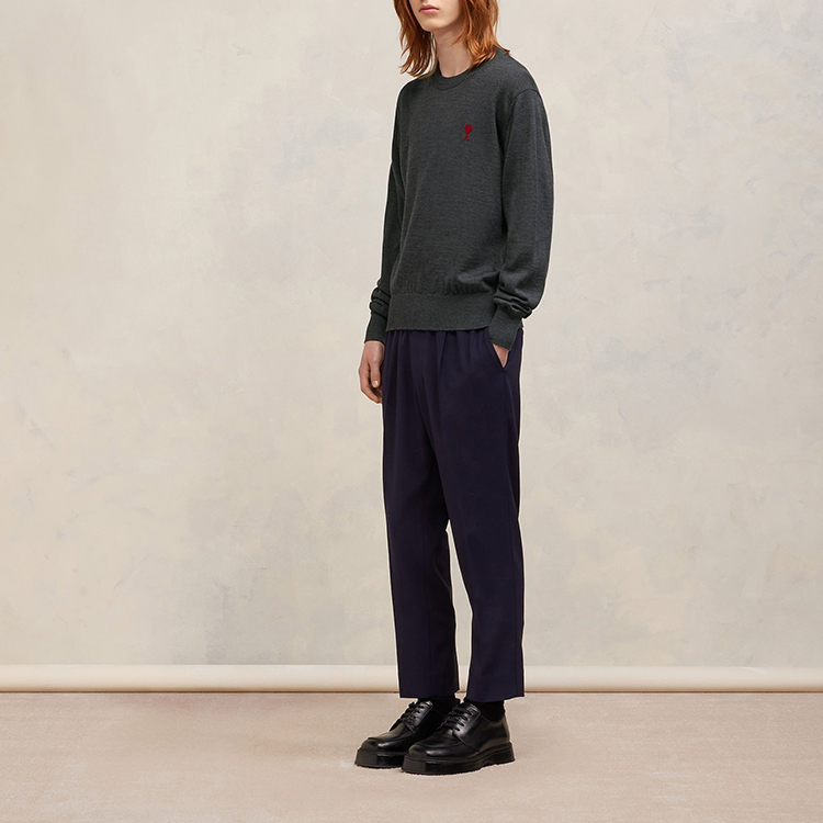 Ami Paris AMIPARIS FW23  Embroidered Knit Wool Sweater - Grey. HKS111KN0025055 圖 5