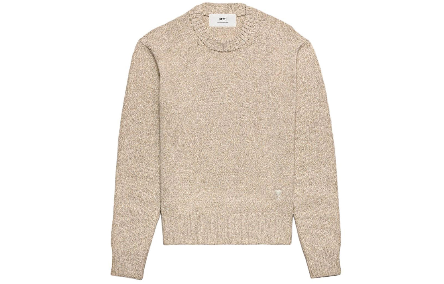 Ami Paris AMIPARIS FW23  Loose Fit Cashmere Blend Pullover Sweater Light Brown HKS127005-265