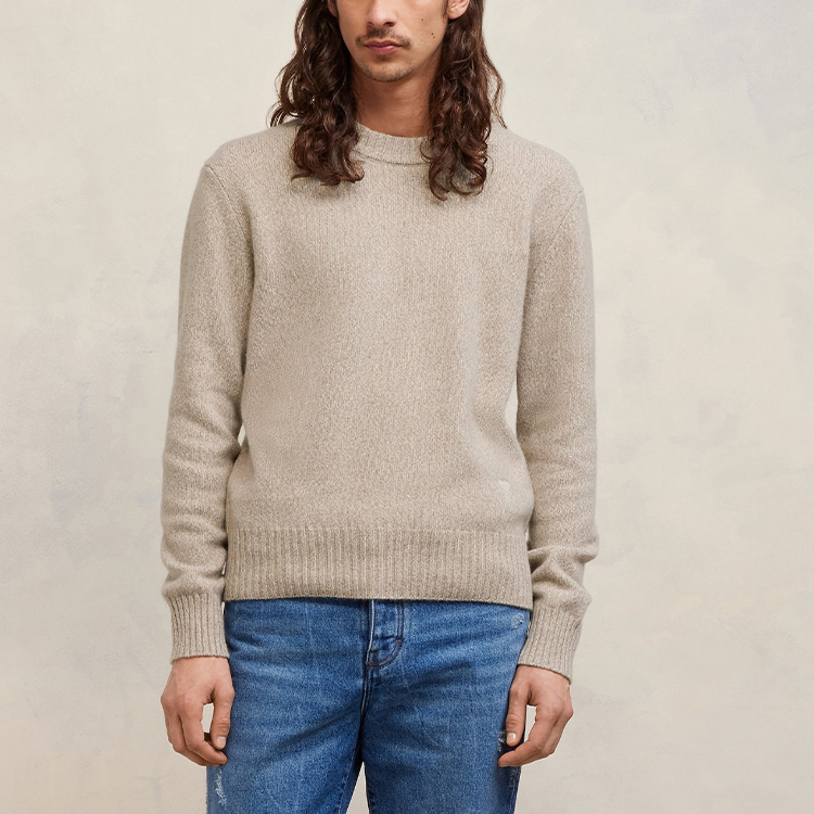 Ami Paris AMIPARIS FW23  Loose Fit Cashmere Blend Pullover Sweater Light Brown HKS127005-265 圖 6