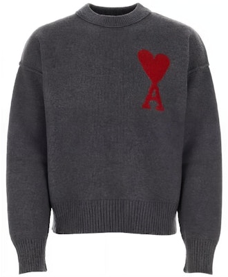 Ami Paris AMIPARIS FW23 紅色愛心刺繡深灰羊毛毛衣 BFUKS006018-084 Buy Ami Paris AMIPARIS FW23 紅色愛心刺繡深灰羊毛毛衣 BFUKS006018-084