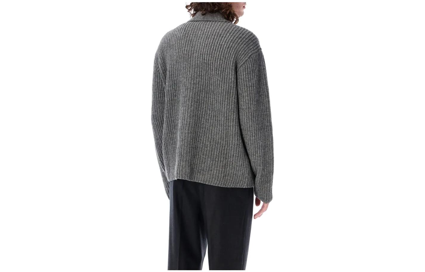 Ami Paris AMIPARIS FW23  Ribbed Knit Cardigan Sweater Single Breasted Grey. HKC314KN0019055 圖 3