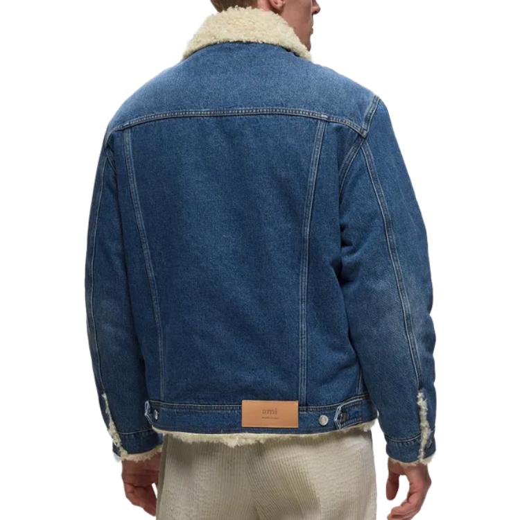 Shop Ami Paris AMIPARIS FW23 單排扣加絨長袖夾克外套 UJK239DE0016-480