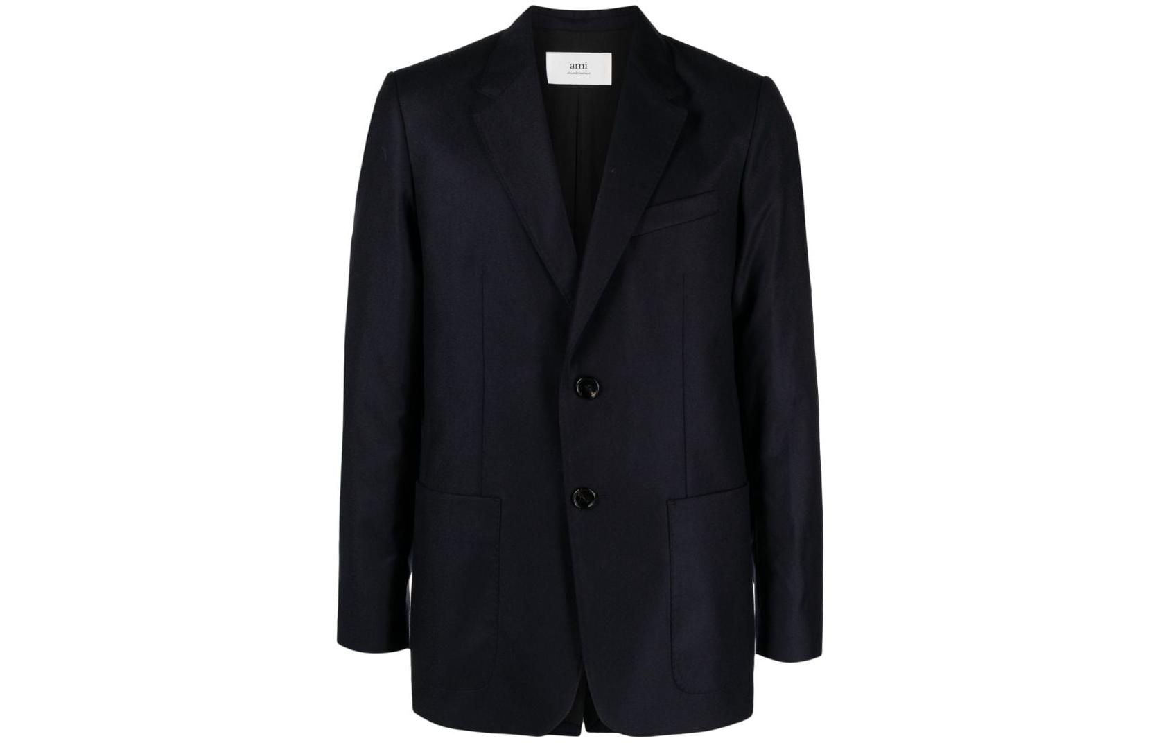 Ami Paris AMIPARIS FW23  Solid Single-Breasted Slim Fit Navy Blue Blazer. H23UJK010WV0-020 圖 2