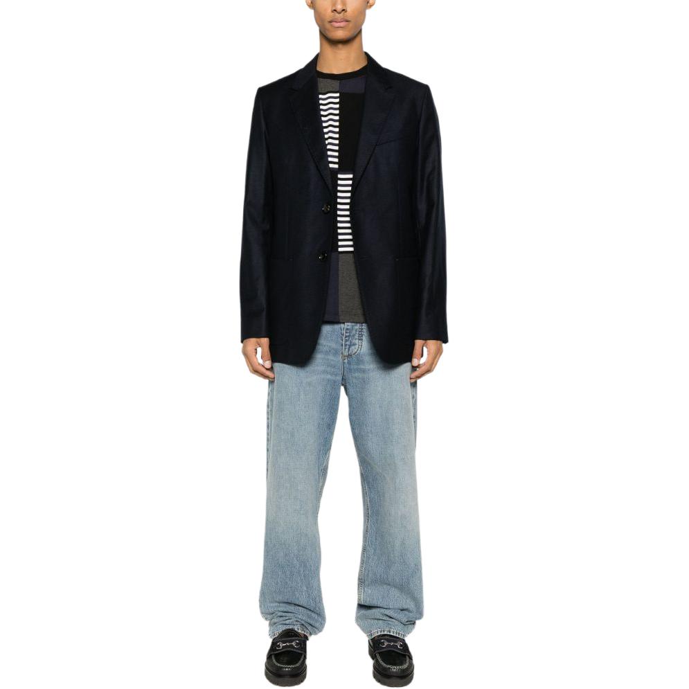 Ami Paris AMIPARIS FW23  Solid Single-Breasted Slim Fit Navy Blue Blazer. H23UJK010WV0-020 圖 3