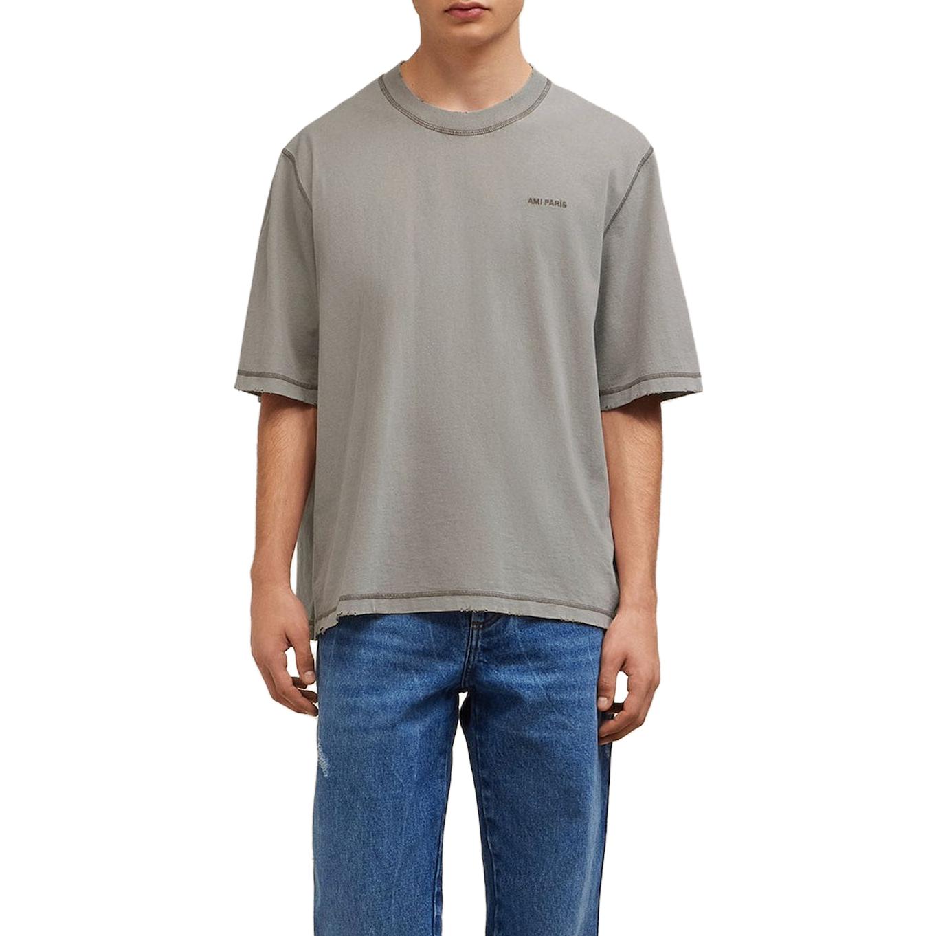 Lookbook Ami Paris AMIPARIS 2023秋冬男女同款绣标短袖圆领T恤 粘土色 UTS016JE0051263