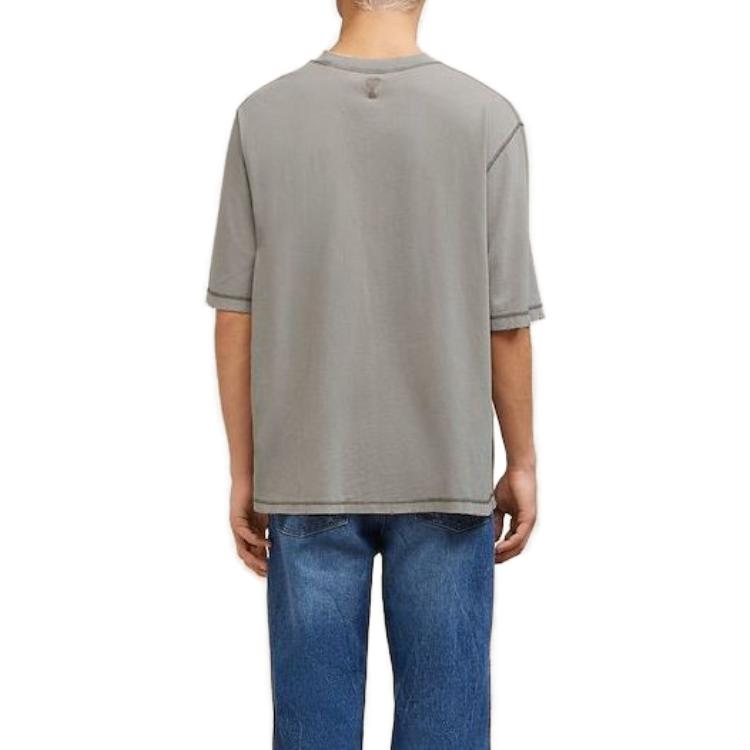 Shop Ami Paris AMIPARIS 2023秋冬男女同款绣标短袖圆领T恤 粘土色 UTS016JE0051263