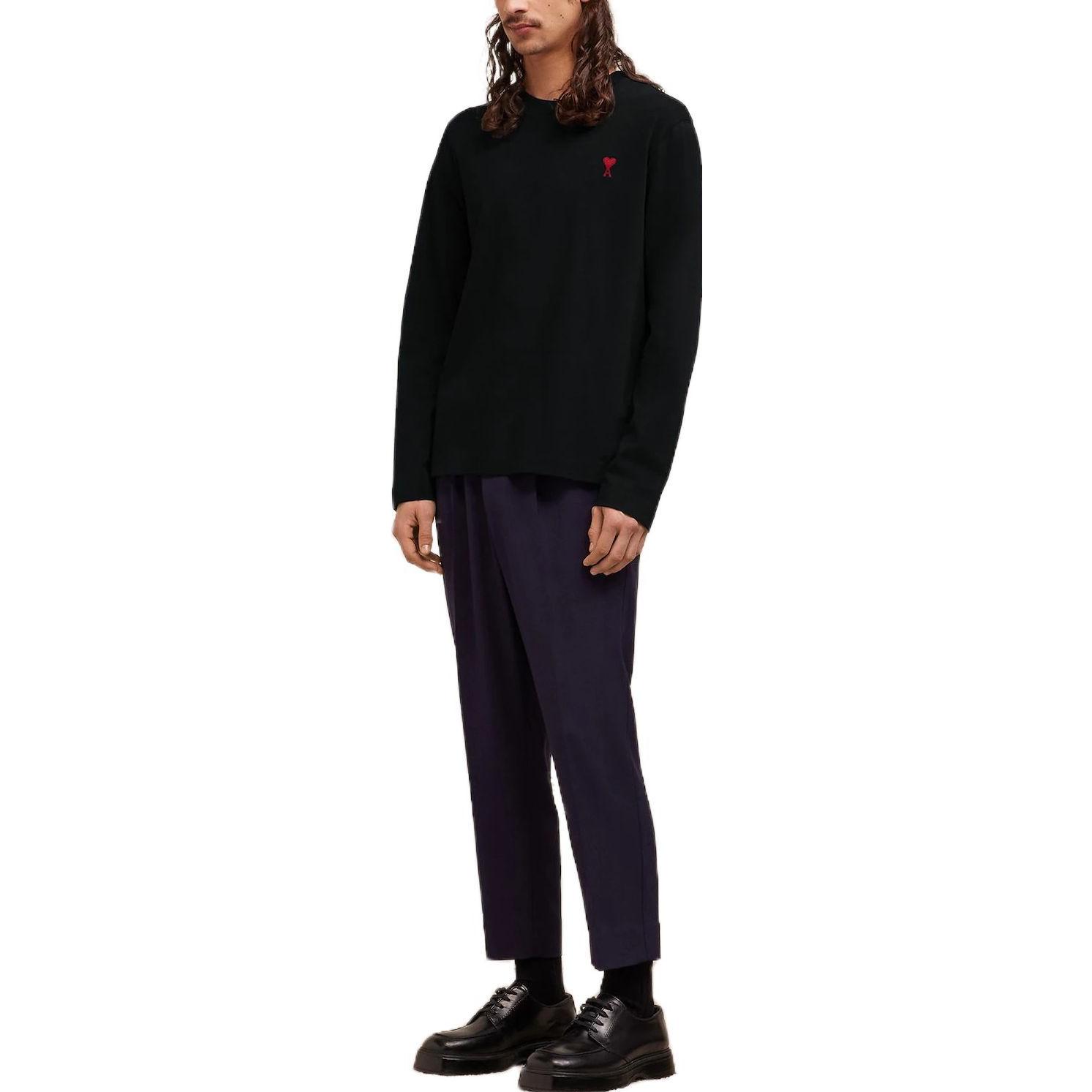 Shop Ami Paris AMIPARIS 2023秋冬男女同款心型刺绣长袖圆领T恤 UTS205.726