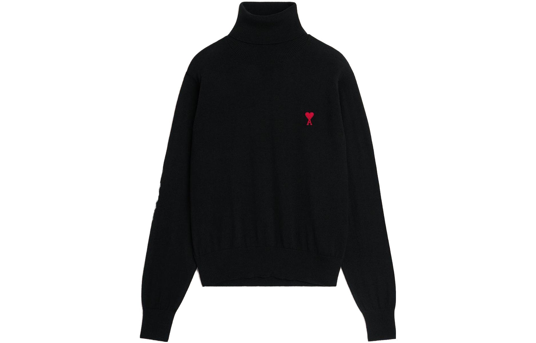 Ami Paris AMIPARIS FW23 Heart Pattern Turtleneck Pullover Sweater Unisex Black HKS411KN0025001 圖 2