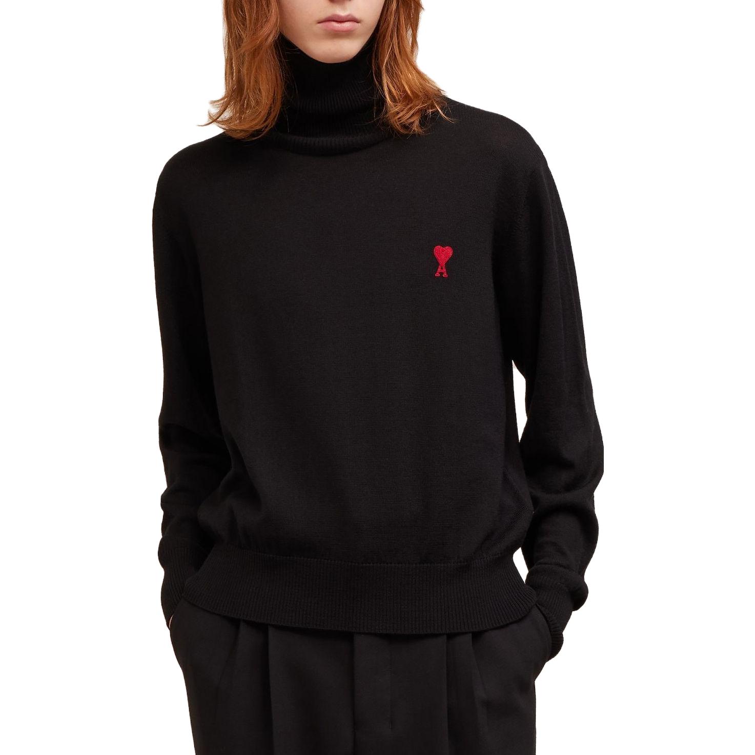 Ami Paris AMIPARIS FW23 Heart Pattern Turtleneck Pullover Sweater Unisex Black HKS411KN0025001 圖 3