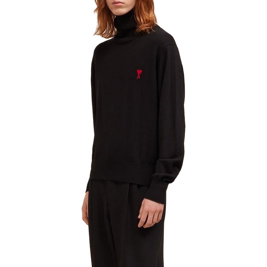 Ami Paris AMIPARIS FW23 Heart Pattern Turtleneck Pullover Sweater Unisex Black HKS411KN0025001 圖 5